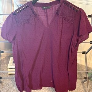 Lane Bryant Burgundy Eyelet Blouse